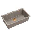 Quadron LOGAN 110 GraniteQ zlewozmywak soft taupe 76x44x23,5 cm 1-komorowy wpuszczany z syfonem manualnym miedziany HQD7644U4PVDC1I